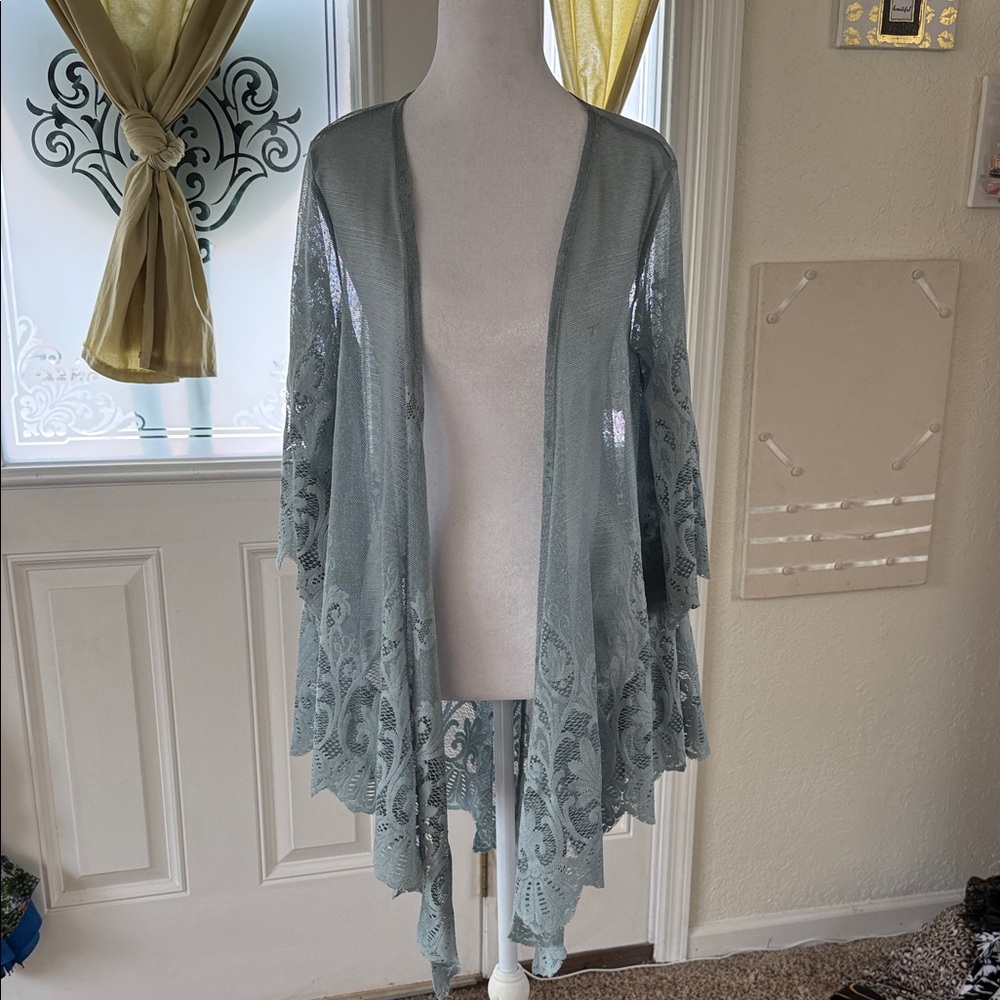 Delicate Lace Open-Front Cardigan